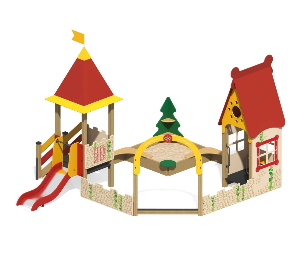 Песочный дворик "Белоснежка" с горкой